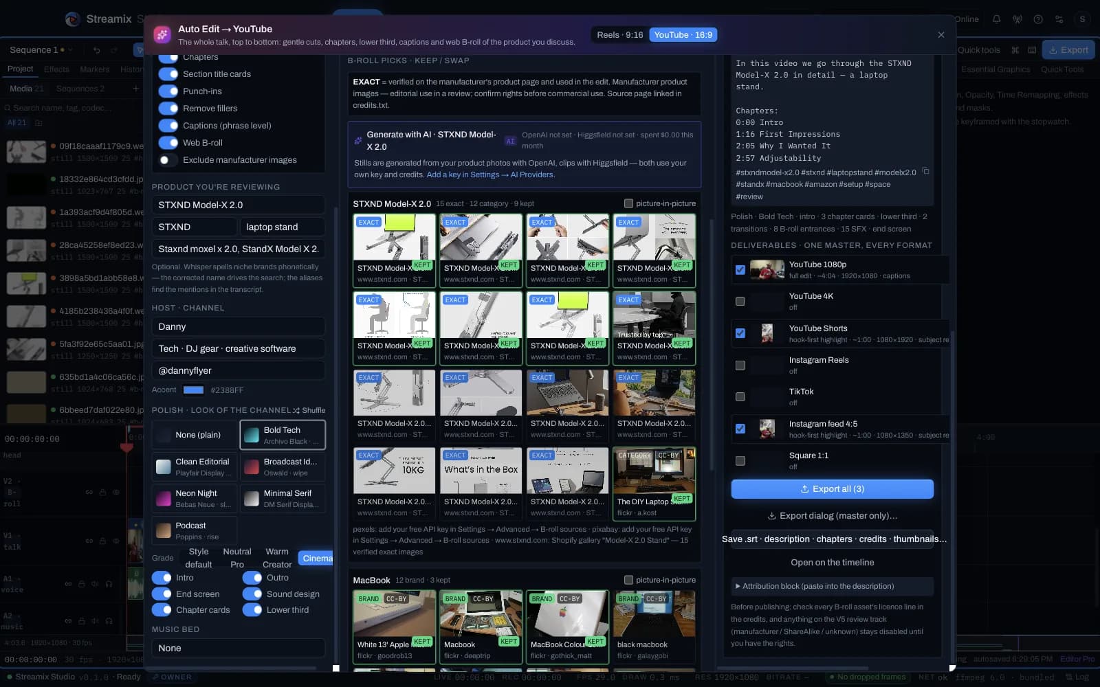 Auto Edit → YouTube report — exact-product B-roll, Polish family, Deliverables and description